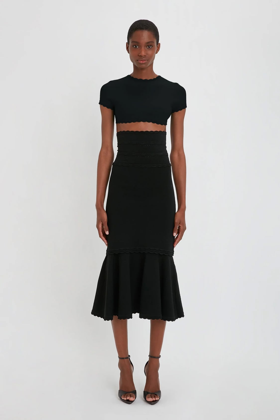 Flared Midi Skirt In Black